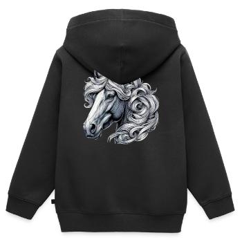 Pferd - Kinder Premium Organic Zip Hoodie - Schwarz - Hinten - AI Model Kid Male (0cm)