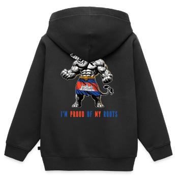 Je suis fier de mes itinéraires au Cambodge - Sweat Premium à capuche zippé enfant bio - noir - Dos - AI Model Kid Male (0cm)