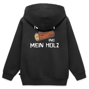 Forest Wood Statement Lumberjack Woodworking Forester - Sweat Premium à capuche zippé enfant bio - noir - Dos - AI Model Kid Male (0cm)