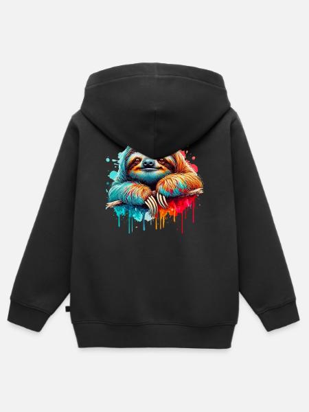 Faultier - Kinder Premium Organic Zip Hoodie - Schwarz