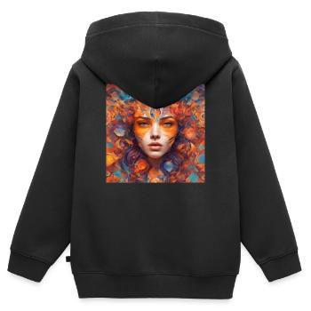 Feuerblumen Porträt - Kinder Premium Organic Zip Hoodie - Schwarz - Hinten - AI Model Kid Male (0cm)