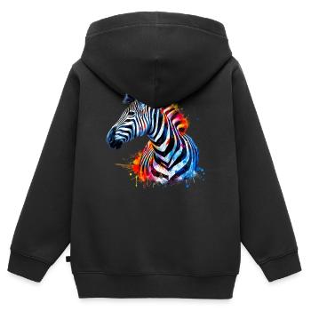 Zebra - Kinder Premium Organic Zip Hoodie - Schwarz - Hinten - AI Model Kid Male (0cm)