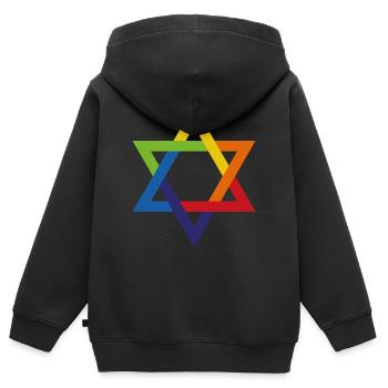 jüdisch und stolz davidsstern - Kinder Premium Organic Zip Hoodie - Schwarz - Hinten - AI Model Kid Male (0cm)
