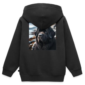 Freundlichkeit zum Hund: Der Neufundländer - Kinder Premium Organic Zip Hoodie - Schwarz - Hinten - AI Model Kid Male (0cm)