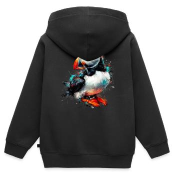 Macareux - Sweat Premium à capuche zippé enfant bio - noir - Dos - AI Model Kid Male (0cm)