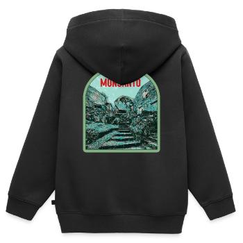 Monsanto village rustique du Portugal - Sweat Premium à capuche zippé enfant bio - noir - Dos - AI Model Kid Male (0cm)