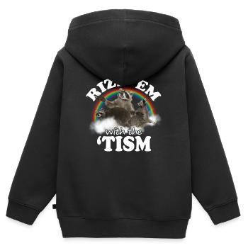 Autisme Rizz Em Avec Le Tism Meme Raton laveur autiste - Sweat Premium à capuche zippé enfant bio - noir - Dos - AI Model Kid Male (0cm)