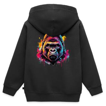 Gorilla - Kinder Premium Organic Zip Hoodie - Schwarz - Hinten - AI Model Kid Male (0cm)