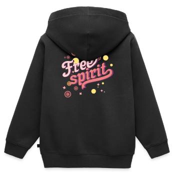 libre, libre, liberté, cool - Sweat Premium à capuche zippé enfant bio - noir - Dos - AI Model Kid Male (0cm)