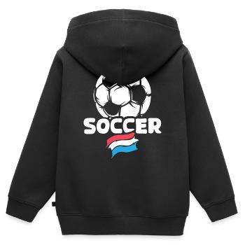 Niederlande Soccer Ball Flagge Fußballteam icon - Kinder Premium Organic Zip Hoodie - Schwarz - Hinten - AI Model Kid Male (0cm)