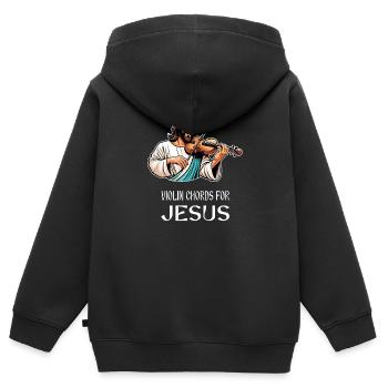 Violinen Akkorde für Jesus Christlicher Gott - Kinder Premium Organic Zip Hoodie - Schwarz - Hinten - AI Model Kid Male (0cm)