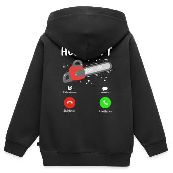 Holz Holzfäller - Kinder Premium Organic Zip Hoodie - Schwarz - Hinten - AI Model Kid Male (0cm)
