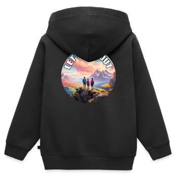 Nichts wie raus mit der Familie in die Natur - Kinder Premium Organic Zip Hoodie - Schwarz - Hinten - AI Model Kid Male (0cm)