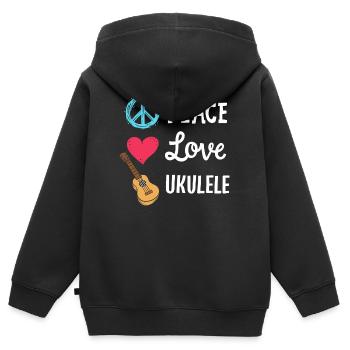 Ukulele Ukulele-Spieler - Kinder Premium Organic Zip Hoodie - Schwarz - Hinten - AI Model Kid Male (0cm)