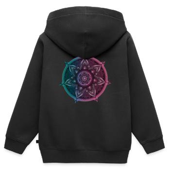 Mandala Symbolischer Kompass – Ornament Illustrati - Kinder Premium Organic Zip Hoodie - Schwarz - Hinten - AI Model Kid Male (0cm)