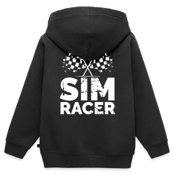 sim racer gaming zielflagge gamer Rennfahrer Logo - Kinder Premium Organic Zip Hoodie - Schwarz - Hinten - AI Model Kid Male (0cm)