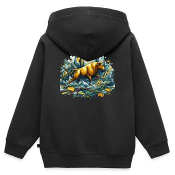 Finanzen Aktien Stier Gold Wallstreet Geschenk - Kinder Premium Organic Zip Hoodie - Schwarz - Hinten - AI Model Kid Male (0cm)