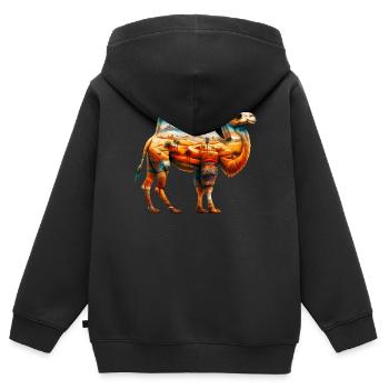 Kamel - Kinder Premium Organic Zip Hoodie - Schwarz - Hinten - AI Model Kid Male (0cm)