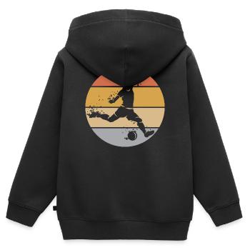 retro Fußball Spieler Torschuss Ball Explosion - Kinder Premium Organic Zip Hoodie - Schwarz - Hinten - AI Model Kid Male (0cm)