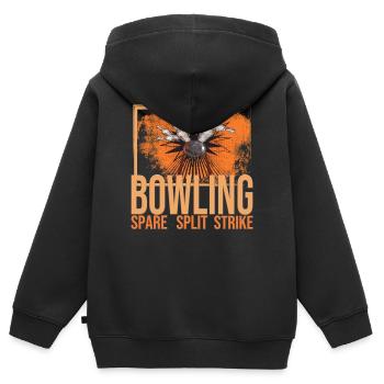 Bowling - Spare - Split - Strike - Kinder Premium Organic Zip Hoodie - Schwarz - Hinten - AI Model Kid Male (0cm)
