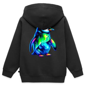 Aurora Borealis Pinguin - Kinder Premium Organic Zip Hoodie - Schwarz - Hinten - AI Model Kid Male (0cm)