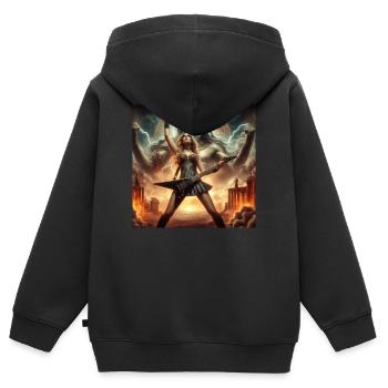 Le pouvoir de Zeus dans le heavy metal - Sweat Premium à capuche zippé enfant bio - noir - Dos - AI Model Kid Male (0cm)