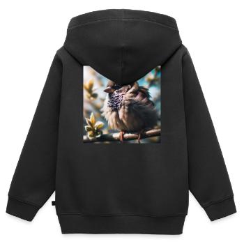 Moineau - Sweat Premium à capuche zippé enfant bio - noir - Dos - AI Model Kid Male (0cm)