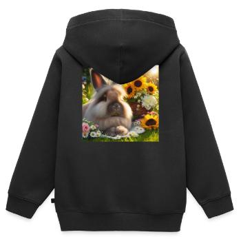 Graues Angorakaninchen - Kinder Premium Organic Zip Hoodie - Schwarz - Hinten - AI Model Kid Male (0cm)