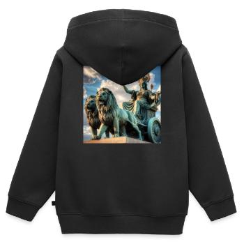 Déesse Cybèle - Sweat Premium à capuche zippé enfant bio - noir - Dos - AI Model Kid Male (0cm)