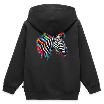 Zebra - Kinder Premium Organic Zip Hoodie - Schwarz - Hinten - AI Model Kid Male (0cm)