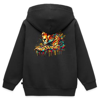 Guépard - Sweat Premium à capuche zippé enfant bio - noir - Dos - AI Model Kid Male (0cm)