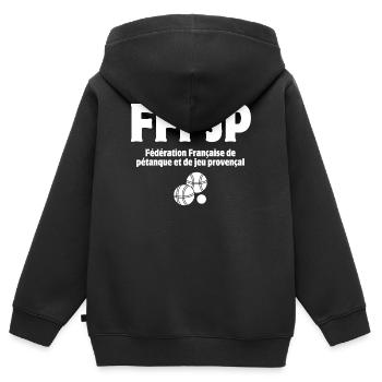 Pétanque, Pétanque-Spieler, Pétanqueur - Kinder Premium Organic Zip Hoodie - Schwarz - Hinten - AI Model Kid Male (0cm)