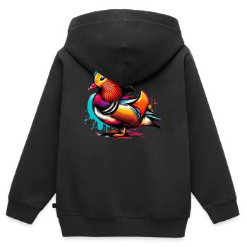 Mandarin duck - Kids Premium Organic Zip-up Hoodie - black - Back - AI Model Kid Male (0cm)