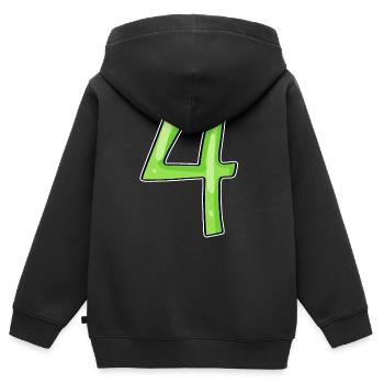 4 - Vier Grün - Kinder Premium Organic Zip Hoodie - Schwarz - Hinten - AI Model Kid Male (0cm)