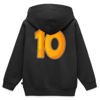 Dix numéros 10 Nombre - Sweat Premium à capuche zippé enfant bio - noir - Dos - AI Model Kid Male (0cm)