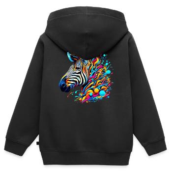 Zebra - Kinder Premium Organic Zip Hoodie - Schwarz - Hinten - AI Model Kid Male (0cm)