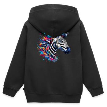 Zebra - Kinder Premium zip hoodie biologisch - zwart - Achter - AI Model Kid Male (0cm)