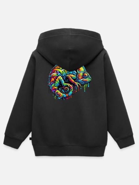 Chamäleon - Kinder Premium Organic Zip Hoodie - Schwarz