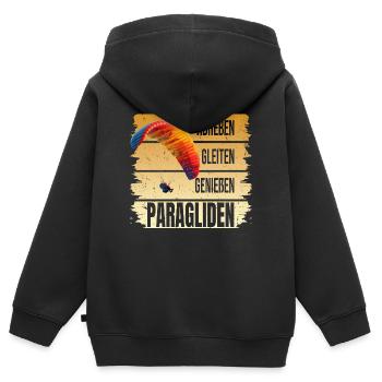 Abheben - Glaiten - Genießen - Paragliden - Kinder Premium Organic Zip Hoodie - Schwarz - Hinten - AI Model Kid Male (0cm)