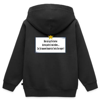 Je me parle à moi même - Sweat Premium à capuche zippé enfant bio - noir - Dos - AI Model Kid Male (0cm)