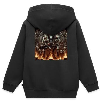 Satan gibt sich dem Heavy Metal hin - Kinder Premium Organic Zip Hoodie - Schwarz - Hinten - AI Model Kid Male (0cm)