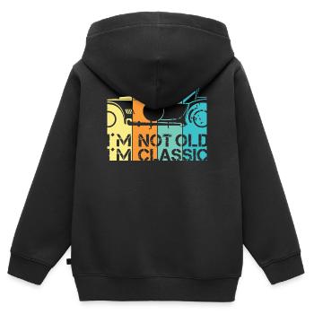 funny sayings old classic car classic car logo - Kids Premium Organic Zip-up Hoodie - black - Back - AI Model Kid Male (0cm)
