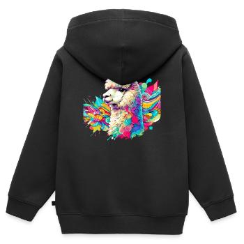 Alpaka - Kinder Premium Organic Zip Hoodie - Schwarz - Hinten - AI Model Kid Male (0cm)