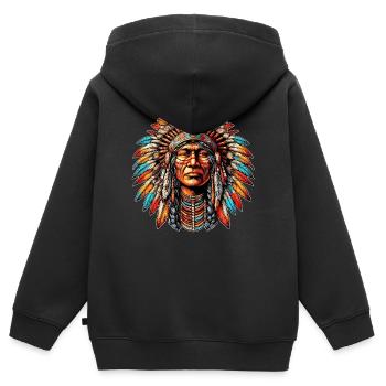 Amerikanisch Indianer Amerikanische Rote Haut - Kinder Premium Organic Zip Hoodie - Schwarz - Hinten - AI Model Kid Male (0cm)