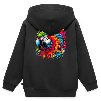 Perroquet - Sweat Premium à capuche zippé enfant bio - noir - Dos - AI Model Kid Male (0cm)
