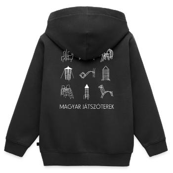 Ungarische Klettergerüste - Kinder Premium Organic Zip Hoodie - Schwarz - Hinten - AI Model Kid Male (0cm)