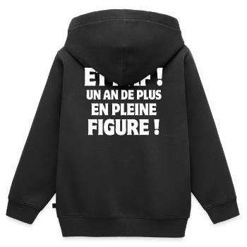 Geburtstag, Geburtstagshumor, Figur - Kinder Premium Organic Zip Hoodie - Schwarz - Hinten - AI Model Kid Male (0cm)