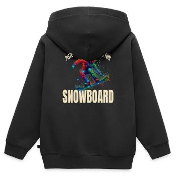 Piste - Snowboard - Perfektion - Kinder Premium Organic Zip Hoodie - Schwarz - Hinten - AI Model Kid Male (0cm)