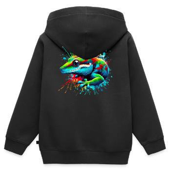 Gecko - Sweat Premium à capuche zippé enfant bio - noir - Dos - AI Model Kid Male (0cm)