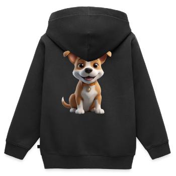 Süßes Hündchen mit Herzchen - Kinder Premium Organic Zip Hoodie - Schwarz - Hinten - AI Model Kid Male (0cm)